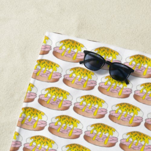 Eggs Benedict Breakfast Diner Food Foodie Ham Beach Towel