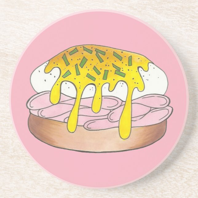 Eggs Benedict Breakfast Diner Food Foodie Ham Drink Coaster (Front)