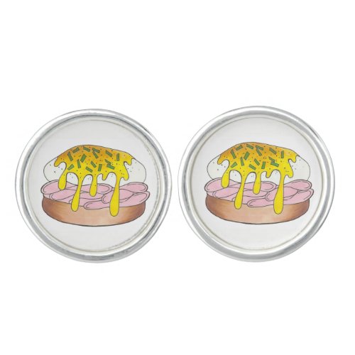 Eggs Benedict Breakfast Diner Food Foodie Ham Gift Cufflinks