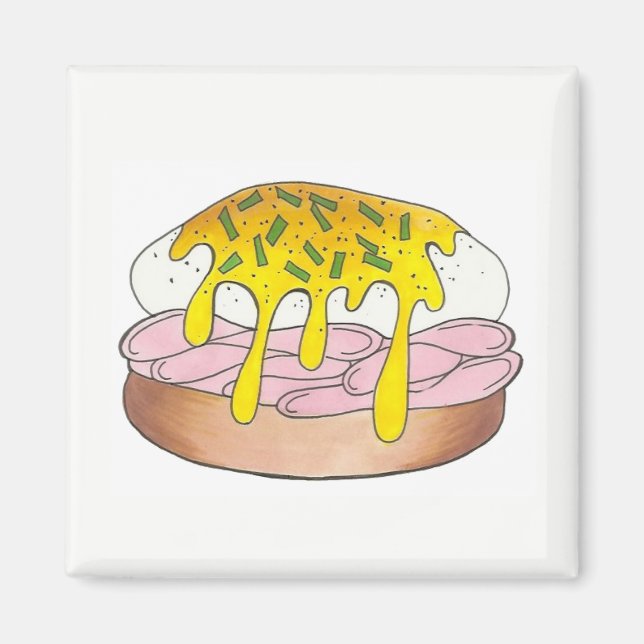 Eggs Benedict Breakfast Diner Food Foodie Ham Magnet (Front)