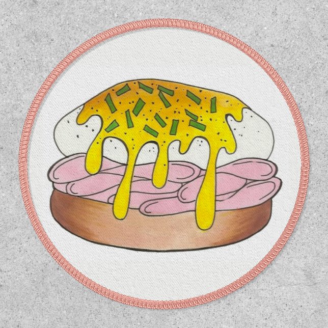 Eggs Benedict Breakfast Diner Food Foodie Ham Patch (Front)