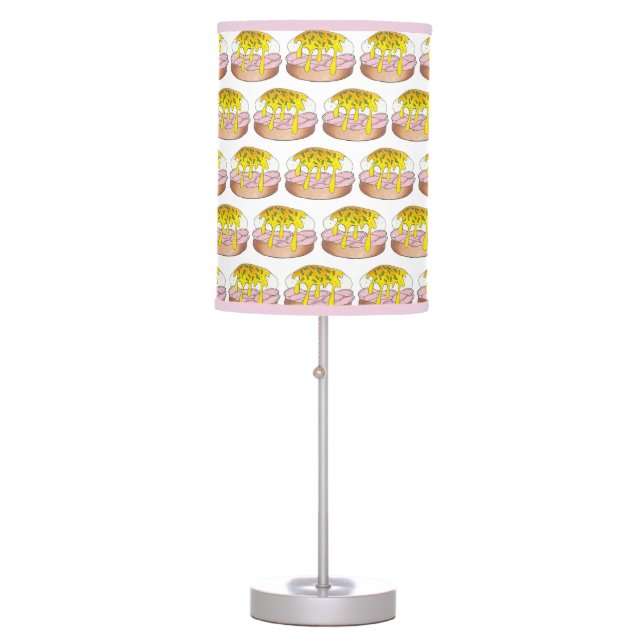 Eggs Benedict Breakfast Diner Food Foodie Ham Pink Table Lamp (Front)