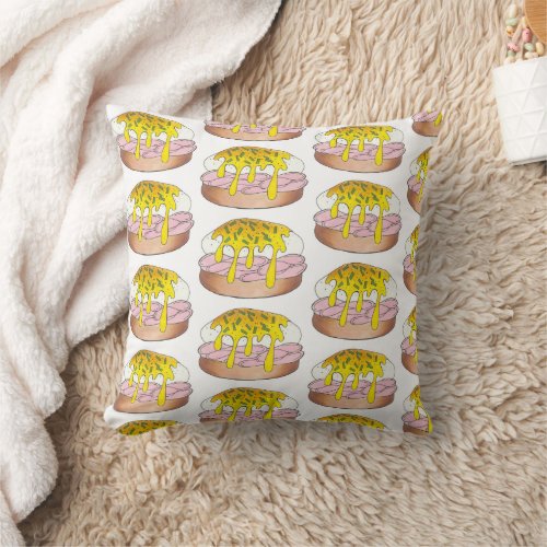 Eggs Benedict Breakfast Diner Food Foodie Ham Throw Pillow