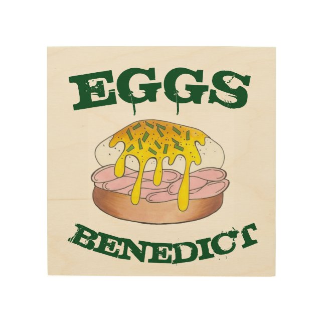 Eggs Benedict Diner Breakfast Food Kitchen Diner Wood Wall Art (Front)