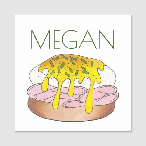 Eggs Benedict Poached Egg Muffin Breakfast Food Name Tag