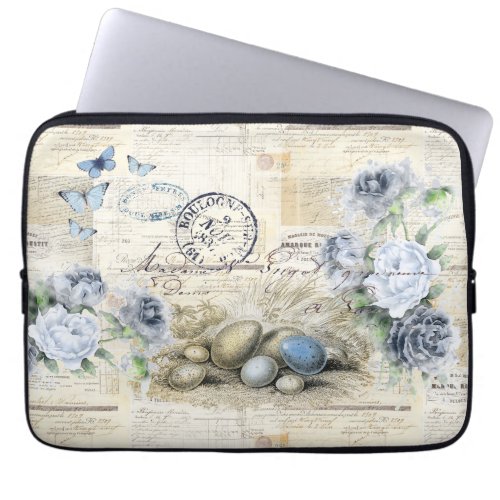 Eggs Butterfly Vintage Floral French Laptop Bag