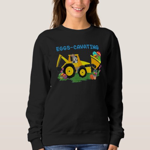 Eggs Cavating Bunny Driving Tractor Eggs Basket Ha Sweatshirt