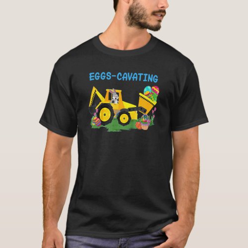 Eggs Cavating Bunny Driving Tractor Eggs Basket Ha T_Shirt