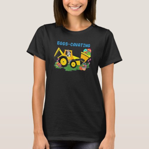 Eggs Cavating Bunny Driving Tractor Eggs Basket Ha T_Shirt