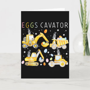 Eggs Cavator Construction Vehicle Bunny Happy East Card