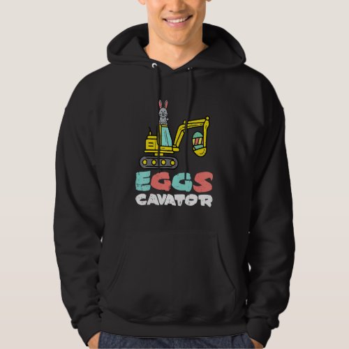 Eggs Cavator Easter Bunny Excavator Cute Boys Kids Hoodie