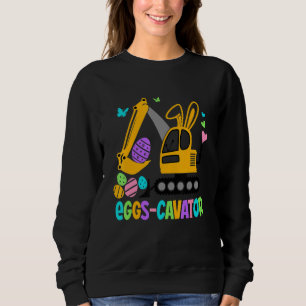 Eggs Cavator Easter Bunny Excavator Cute Boys Kids Sweatshirt