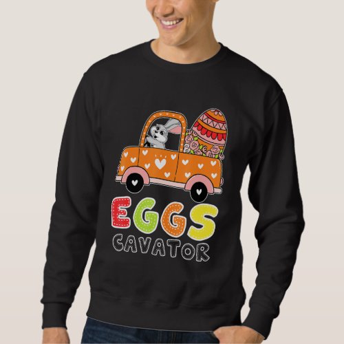 Eggs Cavator Easter Bunny Excavator Cute Boys Kids Sweatshirt