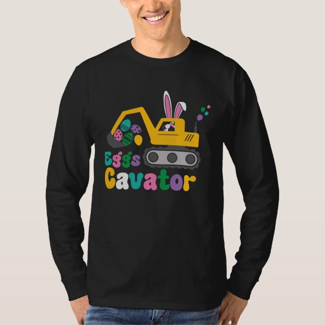 Eggs Cavator Easter Bunny Excavator Cute Hunting E T-Shirt (Front)