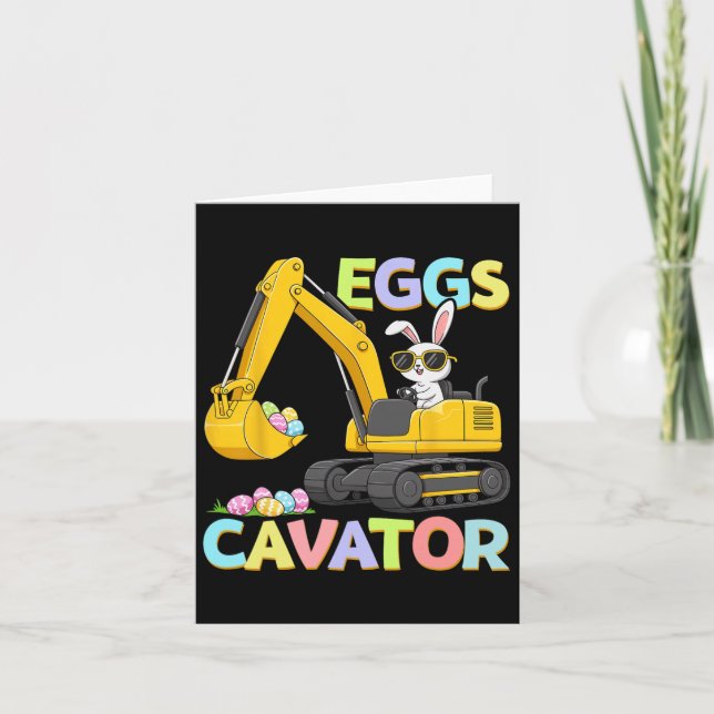 Eggs Cavator Easter Bunny Excavator Funny Rabbit B Card (Front)