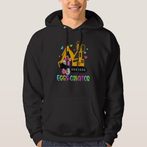 Eggs Cavator Easter Day Construction Truck Party Hoodie