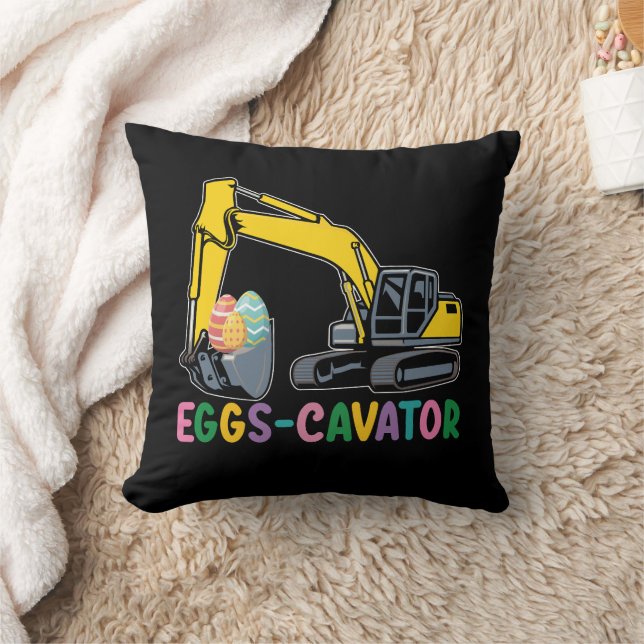Eggs Cavator Easter Egg Hunt Excavator Throw Pillow (Blanket)