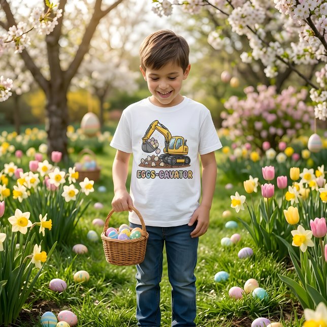 Eggs Cavator Funny Easter Excavator Boys Design T-Shirt (Creator Uploaded)