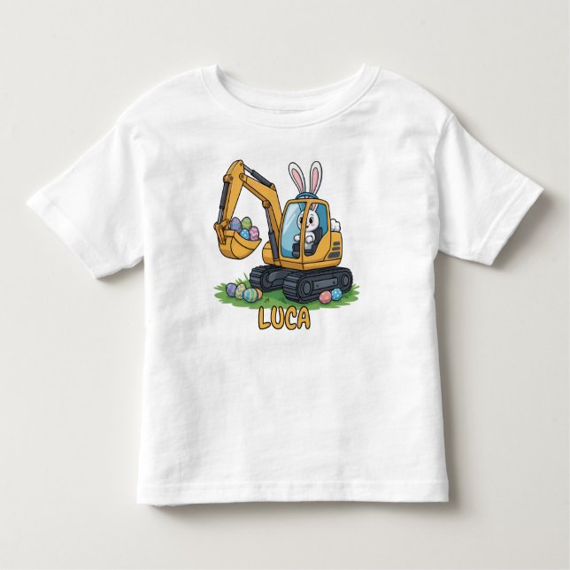 Eggs-Cavator Toddler Easter Egg T-Shirt (Front)