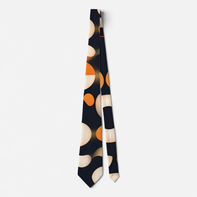 Eggs Circles Orange Abstract Pattern Neck Tie (Front)