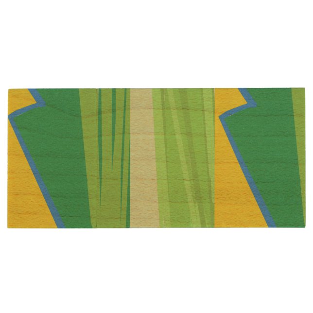 Eggs Crossing the Road Wood Flash Drive (Back)