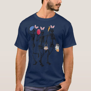 Eggs Easter Day Skeletons Dancing Bunny Ear  T-Shirt
