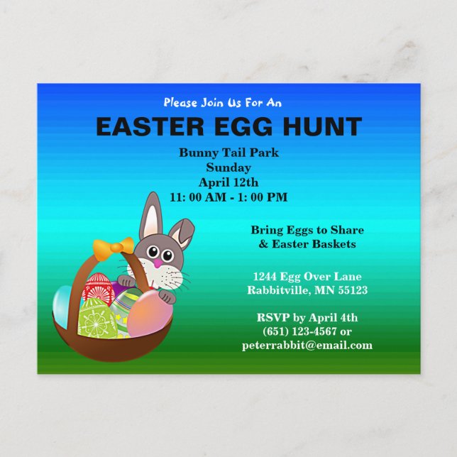 Eggs Easter Egg Hunt Budget Postcard Invite (Front)