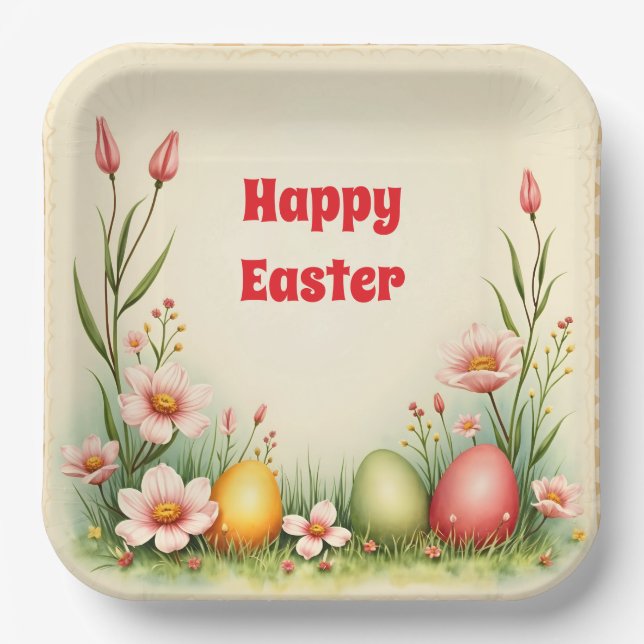 Eggs Easter Vintage Popular Collection Paper Plates (Front)
