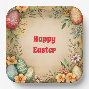 Eggs Easter Vintage Trendy Collection Paper Plates