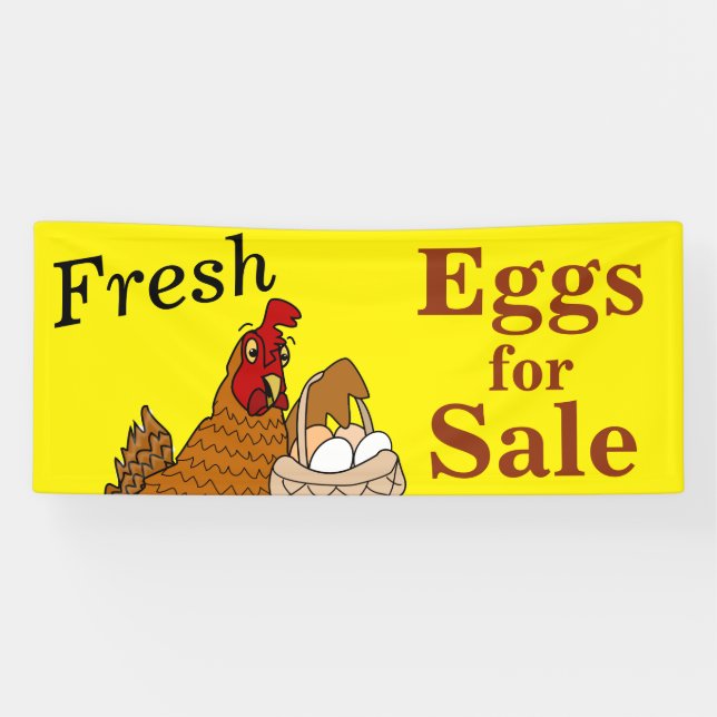 Eggs for Sale Banner Cartoon Chicken Your Text (Horizontal)