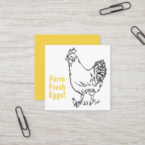 Eggs For Sale Chicken Farm Fresh Yellow Black Square Business Card