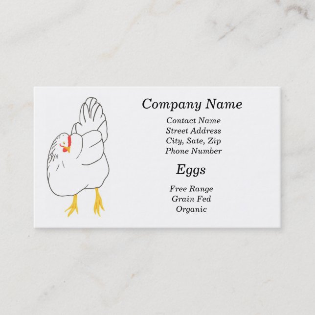Eggs free range, grain fed, organic business cards (Front)