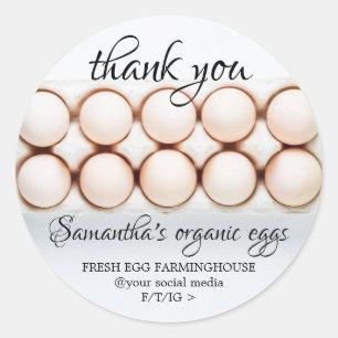 Eggs from organic chicken farm classic round sticker