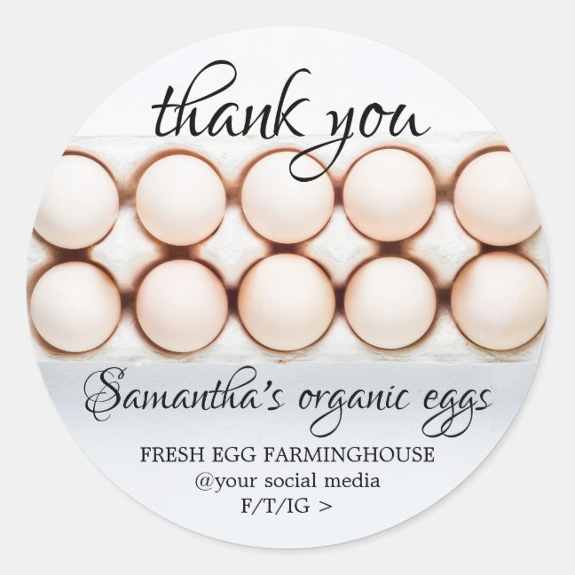 Eggs from organic chicken farm classic round sticker