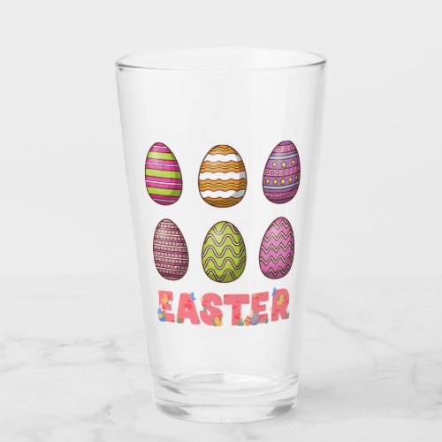 Eggs Happy Easter Day Glass Cup