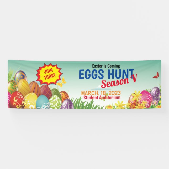 Eggs Hunt Banner for  Easter Celebration (Horizontal)