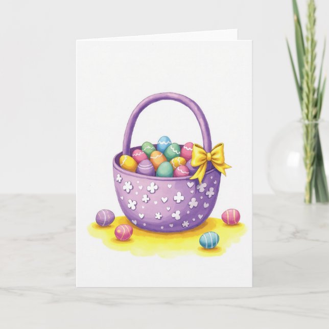 Eggs In Basket Springtime Season Card (Front)
