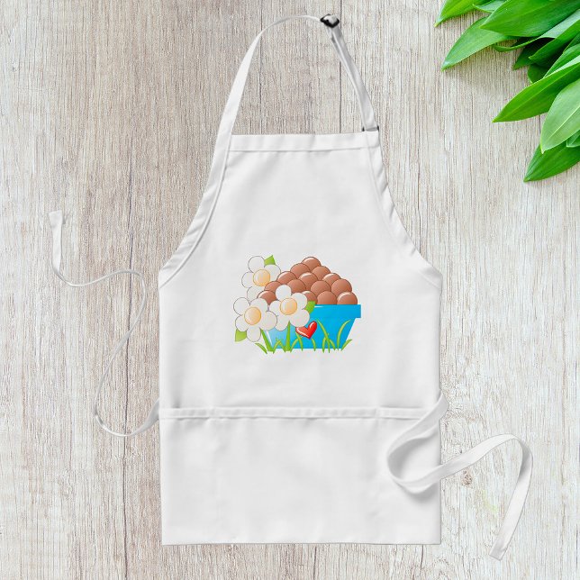 Eggs in Blue Bowl with Flowers and Heart Adult Apron (Creator Uploaded)