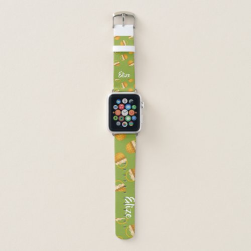 Eggs in brown basket on green apple watch band