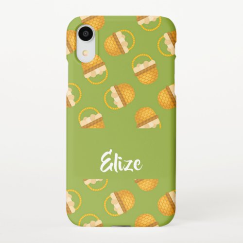 Eggs in brown basket on green iPhone XR case
