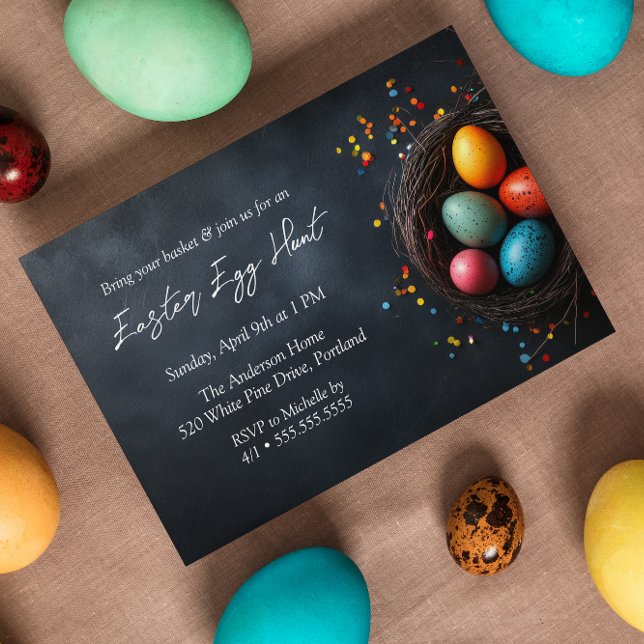 Eggs In The Nest Blue Easter egg Hunt  Invitation (Creator Uploaded)