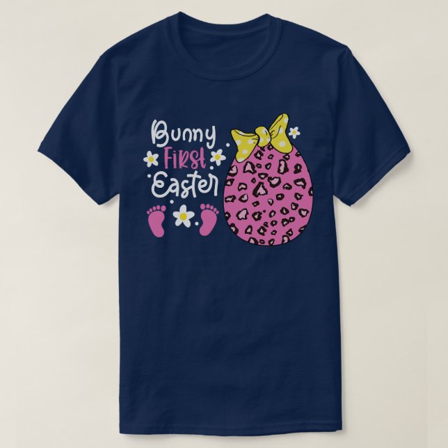 Eggs Leopard Easter Day Pregnancy Bunny First East T-Shirt (Design Front)
