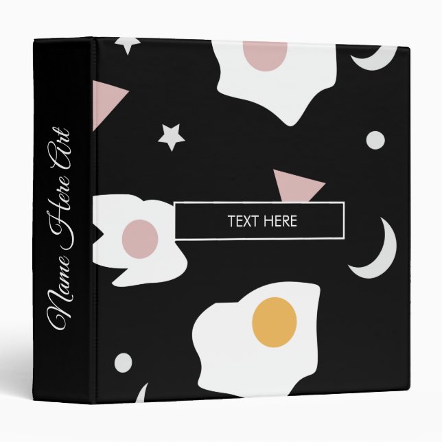 Eggs Moon Geometrical Pattern 3 Ring Binder (Front/Spine)