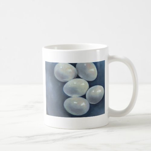 EGGS ON BLUE PASTEL ARTWORK COFFEE MUG