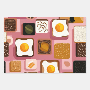 Eggs on Toast Pattern – Fun Breakfast Food Ill Wrapping Paper Sheets
