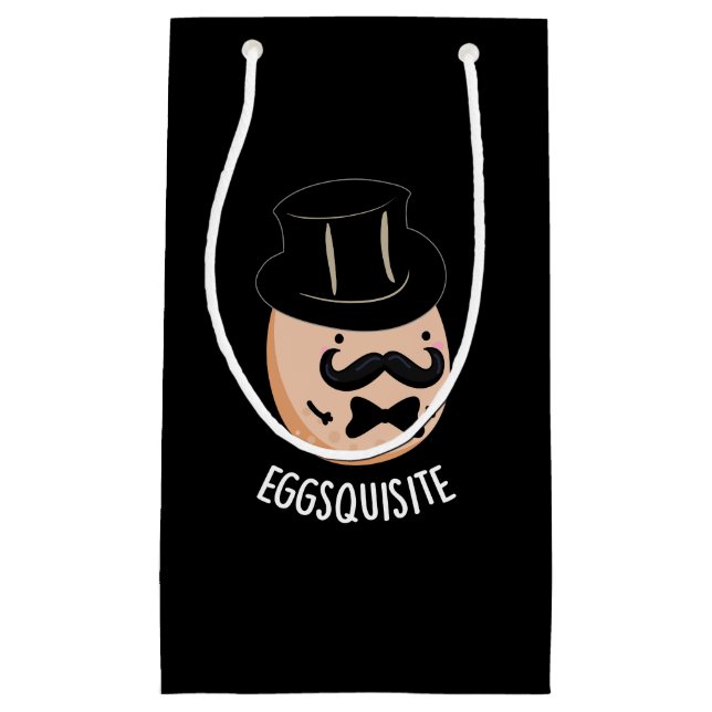 Eggs-quisite Funny Exquisite Egg Pun Dark BG Small Gift Bag (Front)