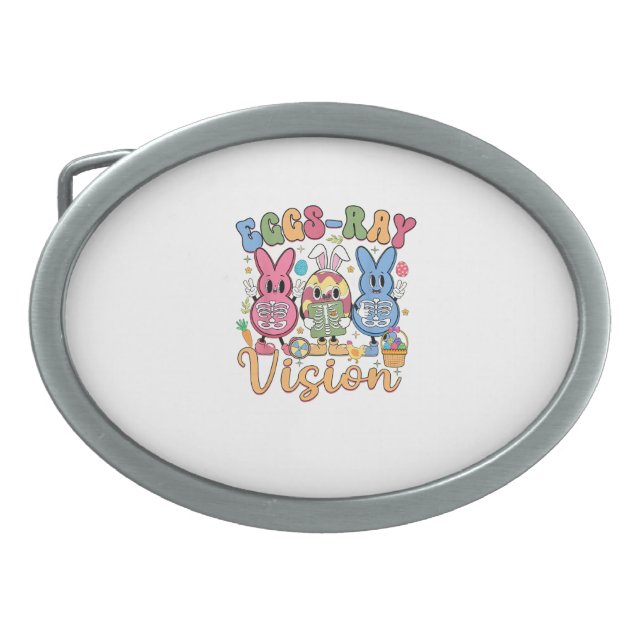Eggs Ray Vision Happy Easter Day Xray Technician R Belt Buckle (Front)