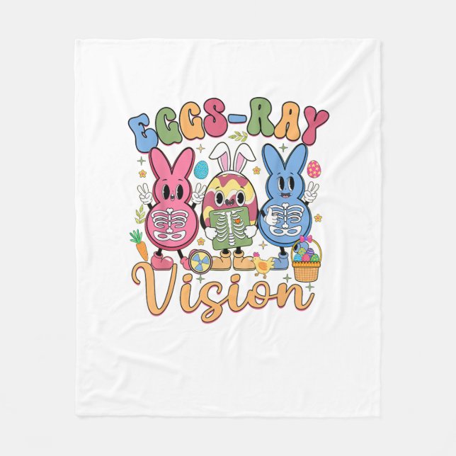 Eggs Ray Vision Happy Easter Day Xray Technician R Fleece Blanket (Front)