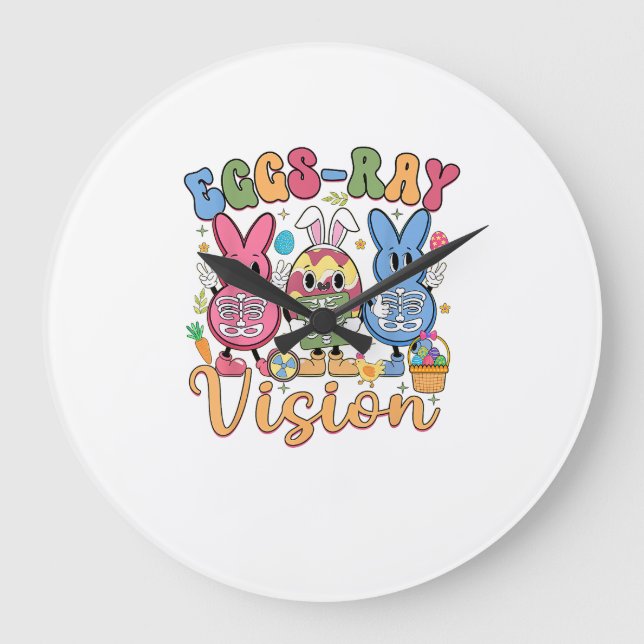 Eggs Ray Vision Happy Easter Day Xray Technician R Large Clock (Front)