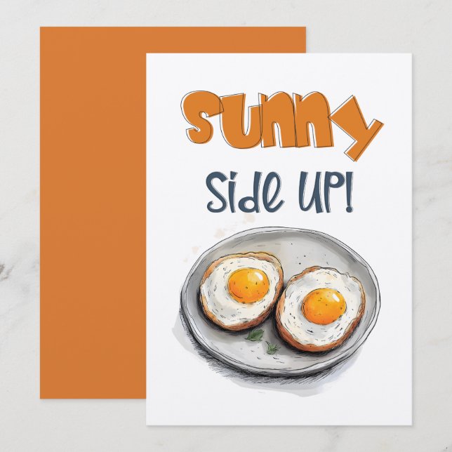 Eggs Sunny Side Up فطور صحي بيض عيون Invitation (Front/Back)